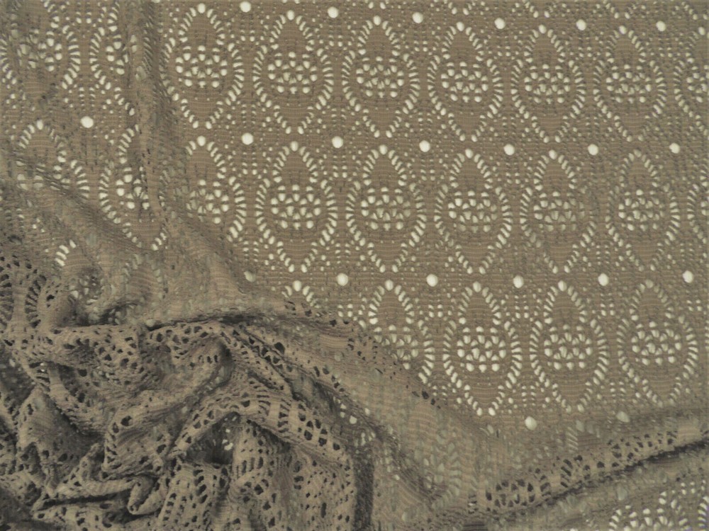 Stretch Lace Apparel Fabric Sheer Abstract Pale Brown WW22