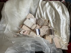 Off White Satin Mesh/Net and Lace For Doll Cloths Crafts Slow Stitch Vintage