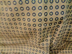 Vintage 2 Yards Burlington Studio Print Beige & Navy Silky Fabric Width 60 Inch