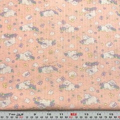 Vintage Wamsutta Pastel Sheep Florals Pinkish Seersucker Fabric by the HALF YARD