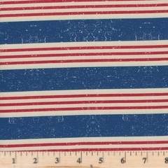 American Stripe Blue Patriotic 4th of July 100% Cotton Fabric By half yard