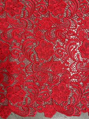 Maggie RED Guipure Venice Heavy Lace Fabric by the Yard – 10019