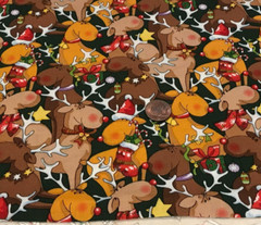 Santa’s Reindeer *Packed*Red Hats * Fabri-Quilt * 100% Cotton Remnant * 8″ X 22″