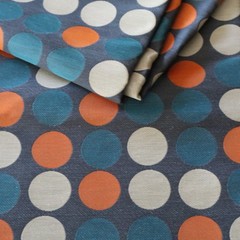 Vtg A. Gerard Maharam Upholstery Fabric MCM “Circles” Orange, Gray, Turq 3.7 yds