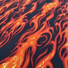Orange Red Flames Black Cotton Fabric “Movin On” BTHalfY #52