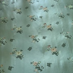 Vintage unused FOU WAH Hong Kong Asian Theme Floral Pattern silk fabric 2 yards