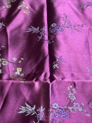 Wine color Chinese Satin Plum Blossom Brocade Polyester remnant 19″ x 47″ wide