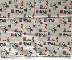 Peanuts Snoopy Patriotic USA Cotton Fabric 1/2 Yard Vintage