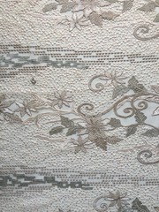 Skye BEIGE TAUPE Embroidered Floral Edge Guipure on Mesh Lace Fabric by the Yar