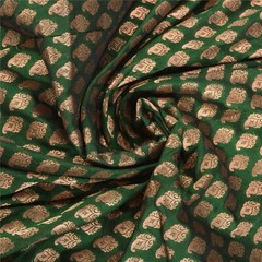 Sanskriti 1 Yd Art Silk Green Woven Brocade/Banarasi Dress Material Craft Fabric