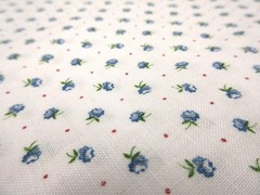 6 Yds Cotton Fabric Quilting Quality White With Tiny Blue Flowers