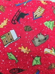 JWF Stufio Christmas Woodland Cotton Print Fabric 3 Yard X 44″ UNCUT Red Multi