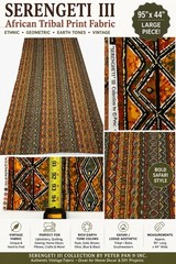 SERENGETI III African Tribal Print Fabric 95×44 Ethnic Upholstery Craft Cloth