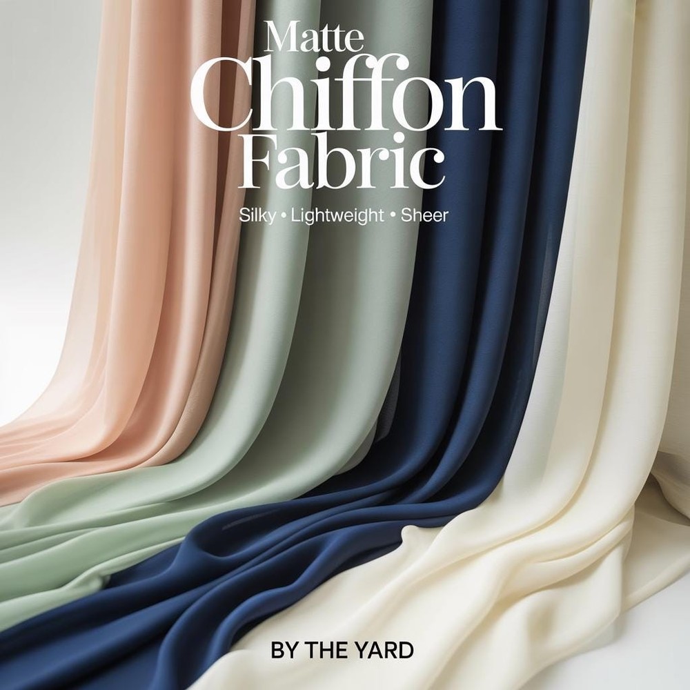 Matte Chiffon Fabric Silky Lightweight Sheer Draping Soft Matte 58 Inch