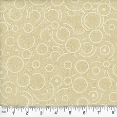 108″ Extra Wide Quilt Backing By the yard All Cotton Circles Beige Tan