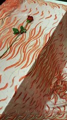 Red Gold Embroidered Lace Feathers Rinesthone Red Mesh Prom Fabric Sold by Yard