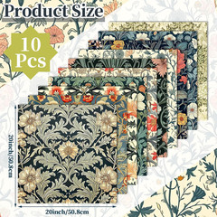 10 Pcs William Morris Quilting Fabric Bundles 20 X 20 Inch | Vintage