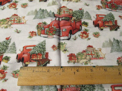 1 yard x 44″ Quilt Fabric Susan Winget Christmas TREE Delivery Puppy Red Truck