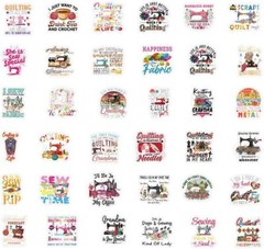 50Pcs Sewing Machine Stickers Quilting Theme Waterproof New2 Sewing/Quilting