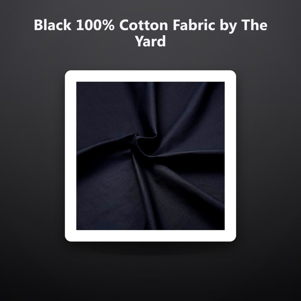 Black 100% Cotton Fabric by The Yard for Sewing DIY Crafting Fashion Design W…