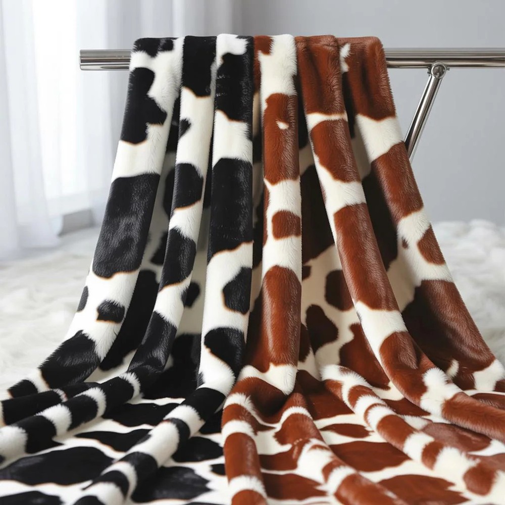 Velboa Faux Fur Fabric – Cow Animal Print, 58″/60″ Wide, Soft & Stretchy by the