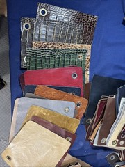 Large Quality Leather Sample Swatch Lot Craft Wallet Sheath Zebra Cobra Croc Etc