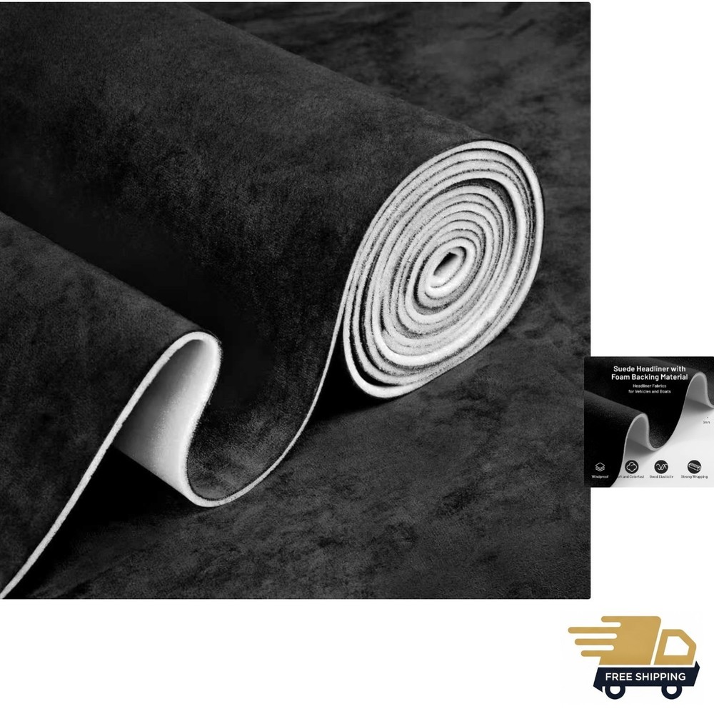 Luxury Black Synthetic Suede Headliner 120″ L x 58″ W – Perfect for Home & Auto