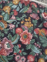 ​5 Yds Stanley King Studio Floral Fruit Chintz Fabric Teflon Screen Print…