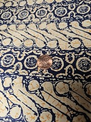 Geometric Indigo Blue Cream Orange Cotton Fabric Parang Motif? 132″ X 45″ 3.5 Yd