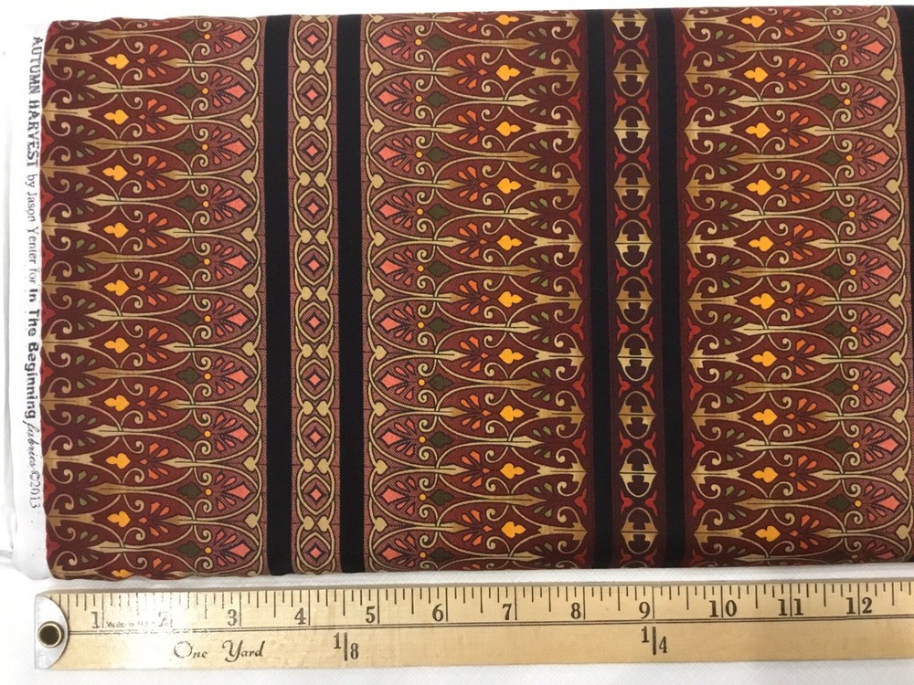 In The Beginning Autumn Harvest Border Fabric # 3AH-2 by Jason Yenter
