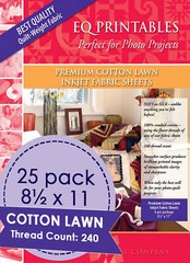 Cotton Lawn 240-Thread-Count Inkjet Printer 25 Fabric Sheets 8-1/2-Inch x 11-Inc
