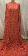 Silk Cotton Blend Embroidered Batiste Vibrant Orange Purple 3 Yds 34″ Long 56″W