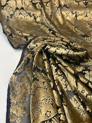 Taupe Gold Imperial Sheer Cut Velvet Fabric By the yard