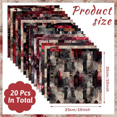 20 Pcs 10”X10” Gothic Halloween Quilting Fabric Square Vintage