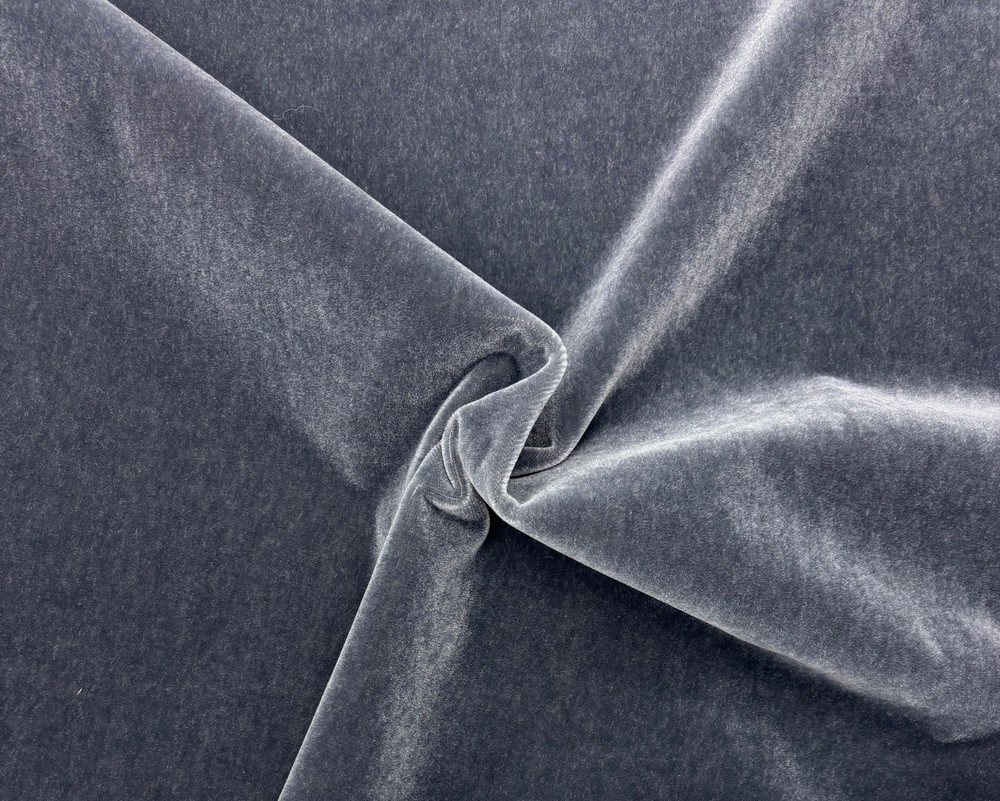 DESIGNER PLUSH MOHAIR MODERN GRAY VELVET WOOL MULTIPURPOSE FABRIC BY YARD 55″W