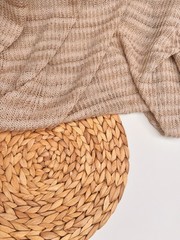 Soft Knit Fabric with Gold Thread, Cotoon Cream and Beige Striped 50” Width