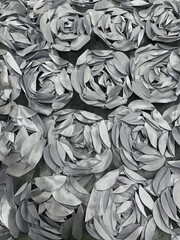 Maci GREY 3D Floral Polyester Satin Rosette on Mesh Fabric by the Yard – 10057