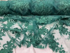 Valentina Textile Inc sequin lace fabric with embroderies on mesh VT-17