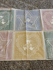 Vintage Marcus Brothers Pastel Bear Lace 10-8.5” Blocks Cotton Fabric Panel