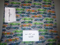 Race Cars on Grey Cotton Fabric – 15 INCHES WIDE and 36 INCHES LONG