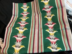 Vintage Bark Cloth Green Red Yellow 36 inches wide 46” long