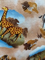ROBERT KAUFMAN FABRIC~Zebra Giraffe Toss~AFRICAN SAVANNAH PRINT~Tan~3 YDS~Vintge