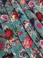 Stone Blue Indian Soft Velvet Floral Fabric Dress Sewing Upholstery Fabric 44″