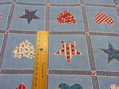 Cotton Fabric Cheater Quilt Patchwork Print Heart & Stars 1yd x 46″