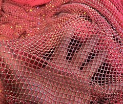 Neon Pink Crystal rhinestone 4way stretch mesh fabric 48” width sold by the yard