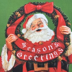 Christmas Santa Fabric Square Vintage Santa Joseph Holodook 18”x17.5”