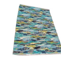 RICHLOOM Solarium BLUE GREEN ABSTRACT Upholstery Remnant 36″ X 55″