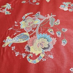 5Y Passage To India P Kaufman Drapery Fabric 55W Red Orange Floral #0091