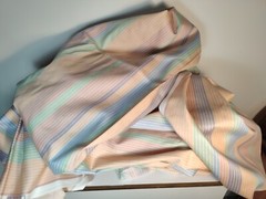 6 Yds P. Kaufmann Fabric Pastel Stripe Morning Light 1983 Cotton Upholstery 46 W