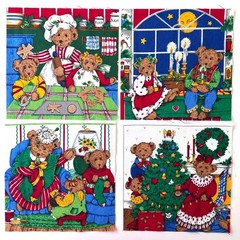 100 Quilt Fabric Squares 6.5″ x 6.5″ – Christmas – Santa, Bears, Snowmen, Rose